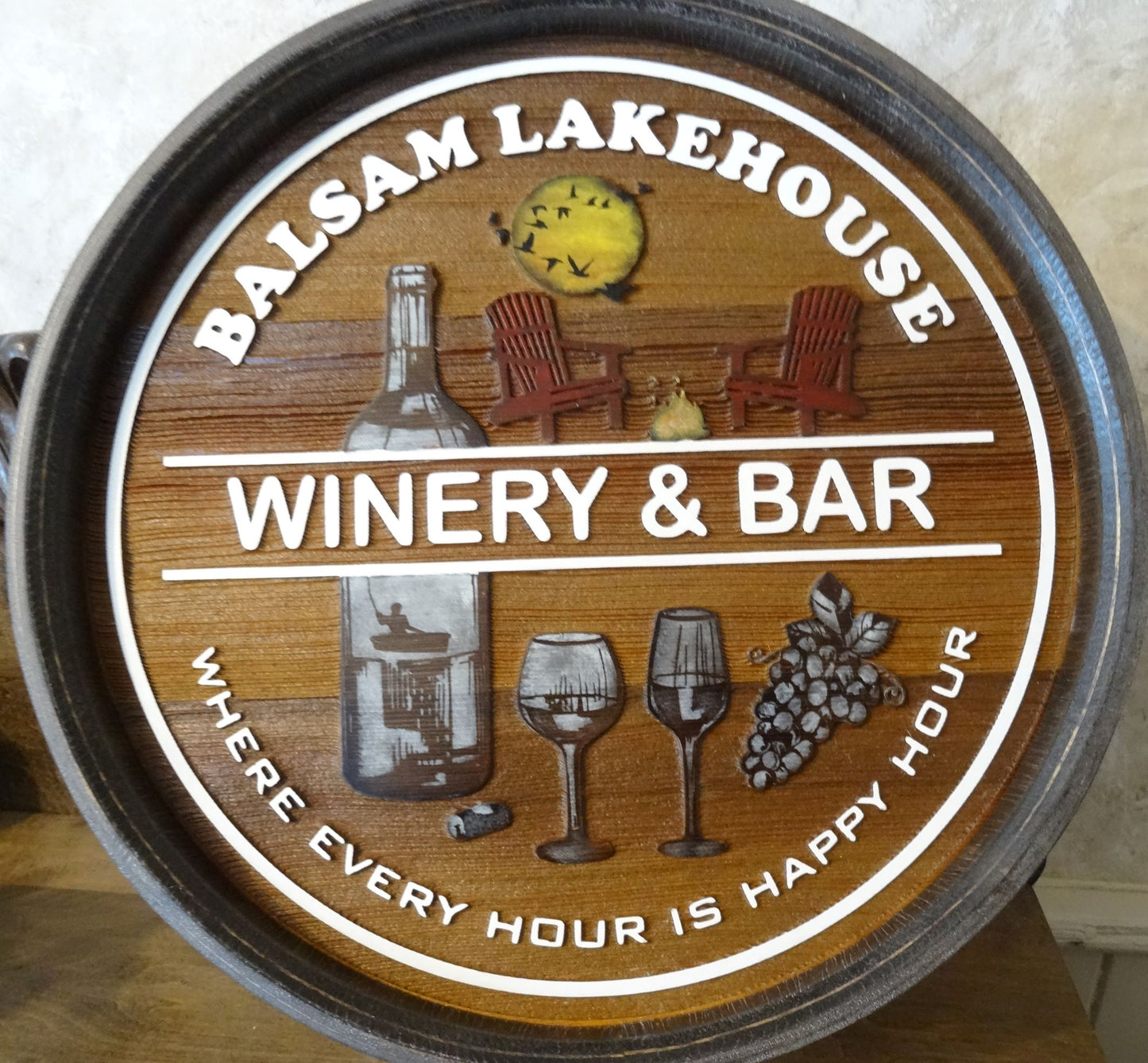 Wooden Barrel Head Signs