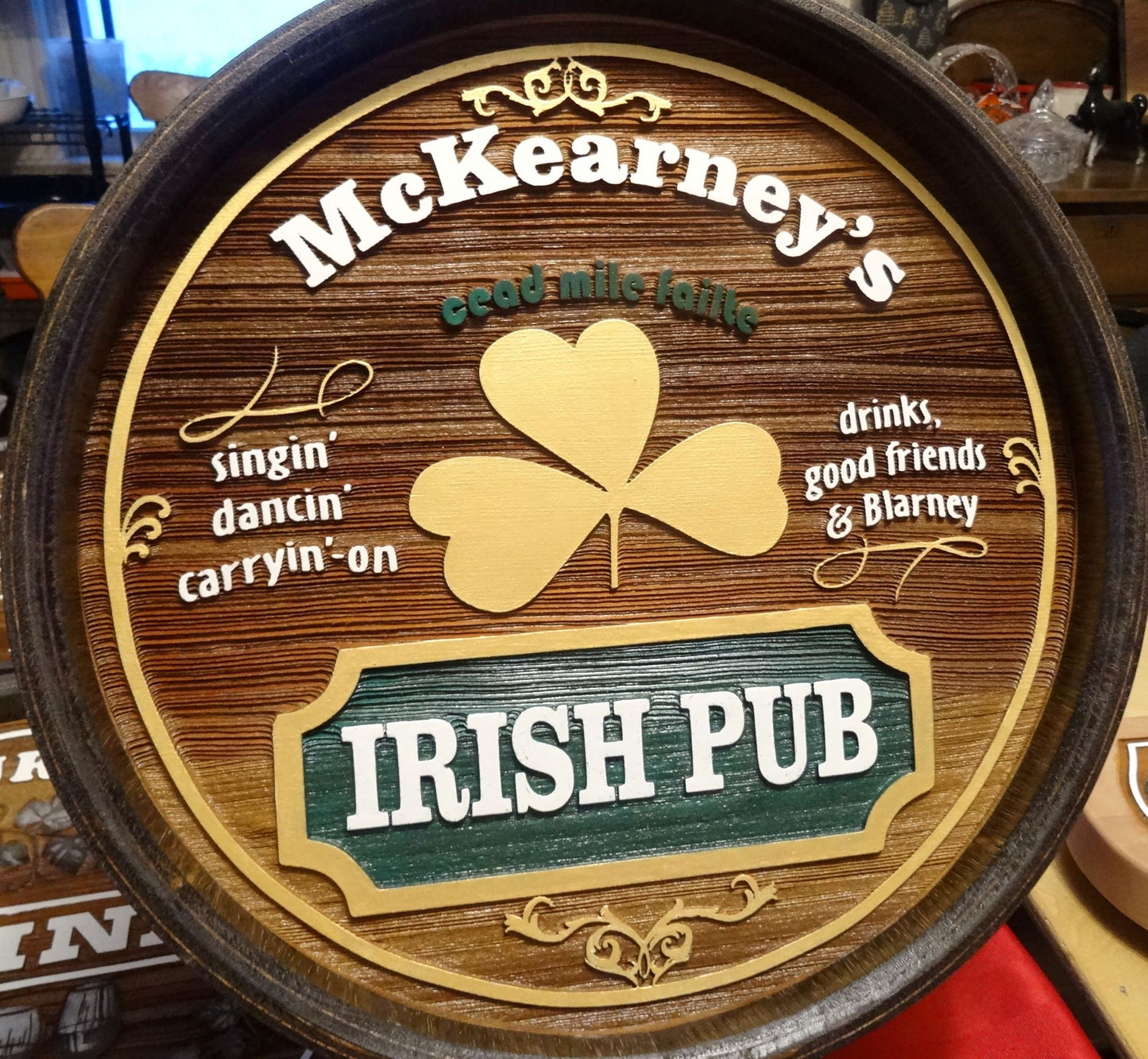 Irish Pub Barrel Head Sign