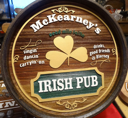 Irish Pub Barrel Head Sign