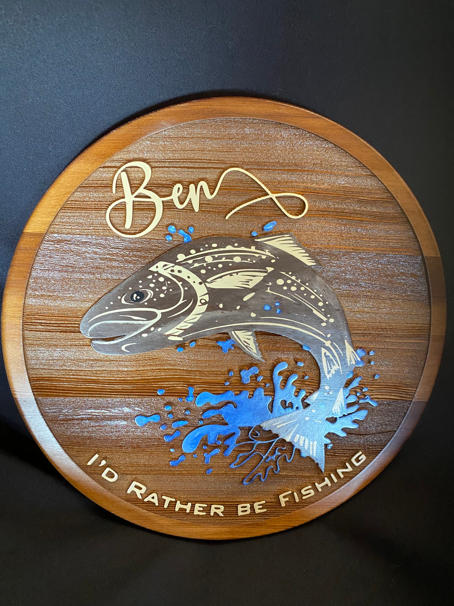 Fishing, Custom Photo, Customizable Name, Wooden Plaque 3 Layers
